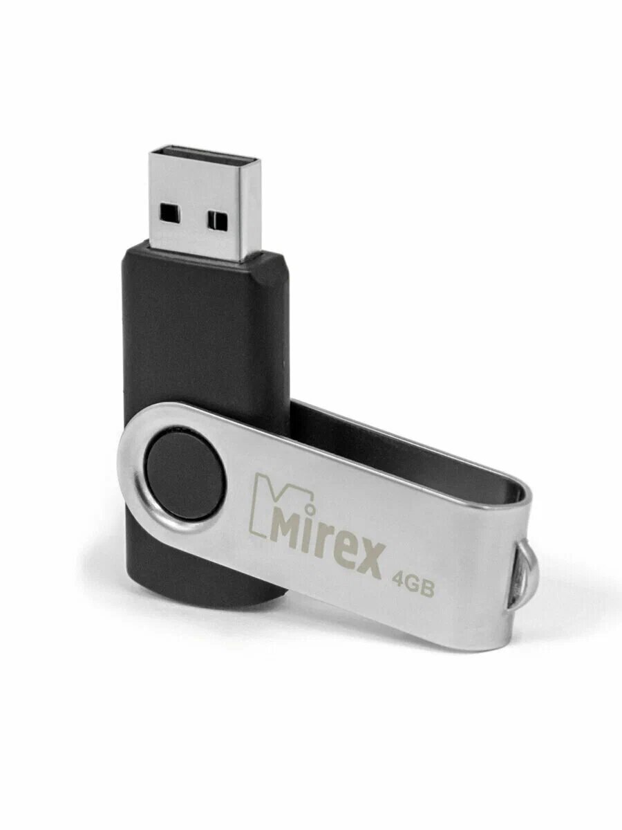 Флеш накопитель 4GB Mirex Swivel, USB 2.0, Черный