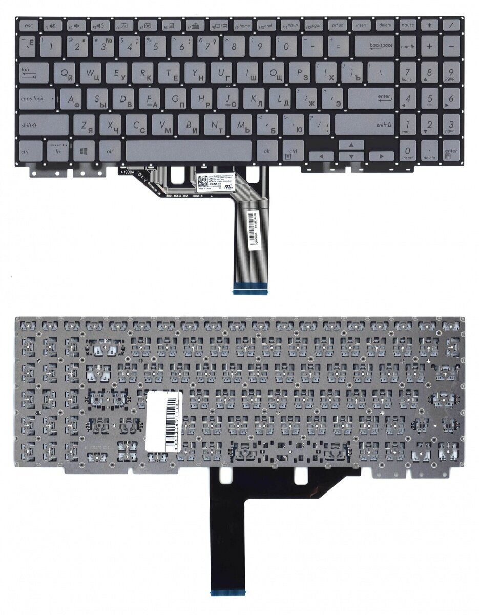 Клавиатура для Asus ZenBook Flip 15 UX562FD серебристая с подсветкой