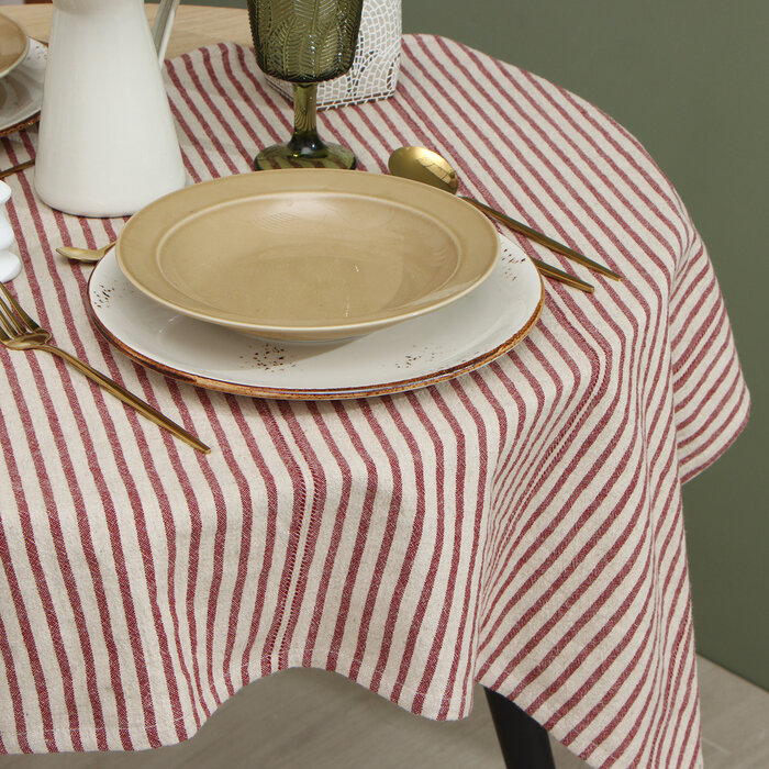 фото Этель Скатерть Этель "Полосы", цв. красный, 76х76 см, 100% хл