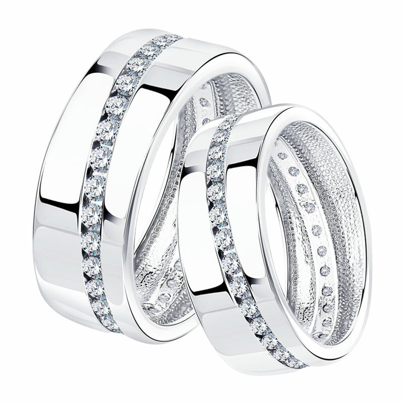 Кольцо обручальное Diamant online, серебро, 925 проба, фианит