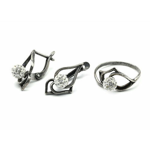 Комплект бижутерии: серьги, кольцо, размер кольца 19 комплект бижутерии радуга камня серьги кольцо эмаль размер кольца 19