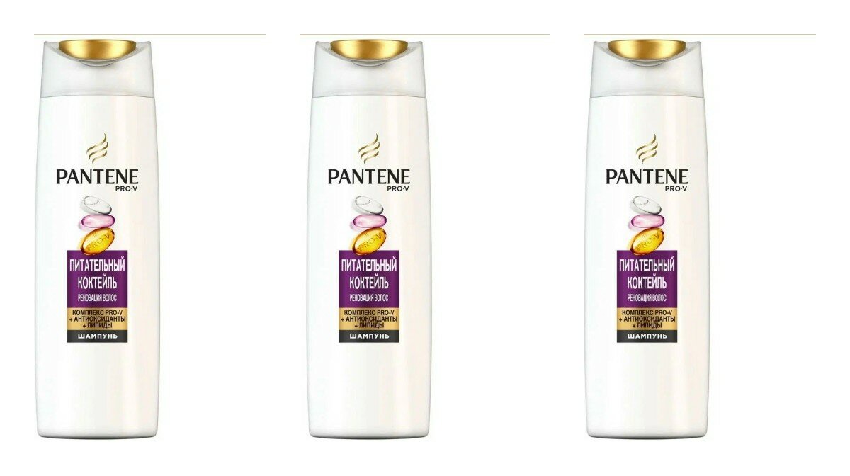 Шампунь Pantene, Питательный коктейль, Реновация волос, 400 мл, 3 шт