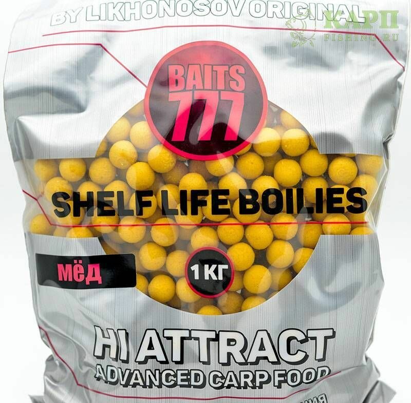 Бойлы тонущие 777 Baits Мёд 20мм 1Kg