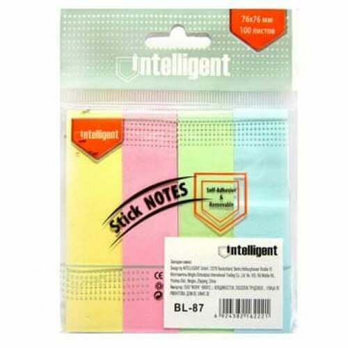 Закладки самокл INTELLIGENT AG-111BL-87 бумажн 4цв 2075мм 12432 1009 285₽