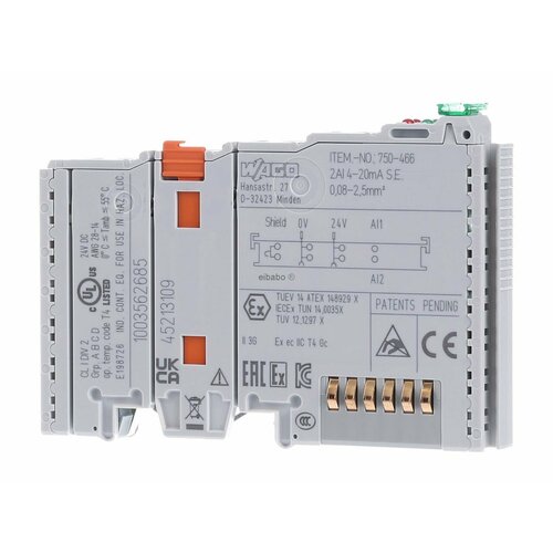 Аналоговый модуль Fieldbus 2 In / 0 Out 750-466