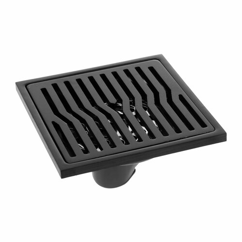 Трап душевой, 100х100 мм, вертикальный, с сеткой для задержки волос, нержавеющая сталь, черный