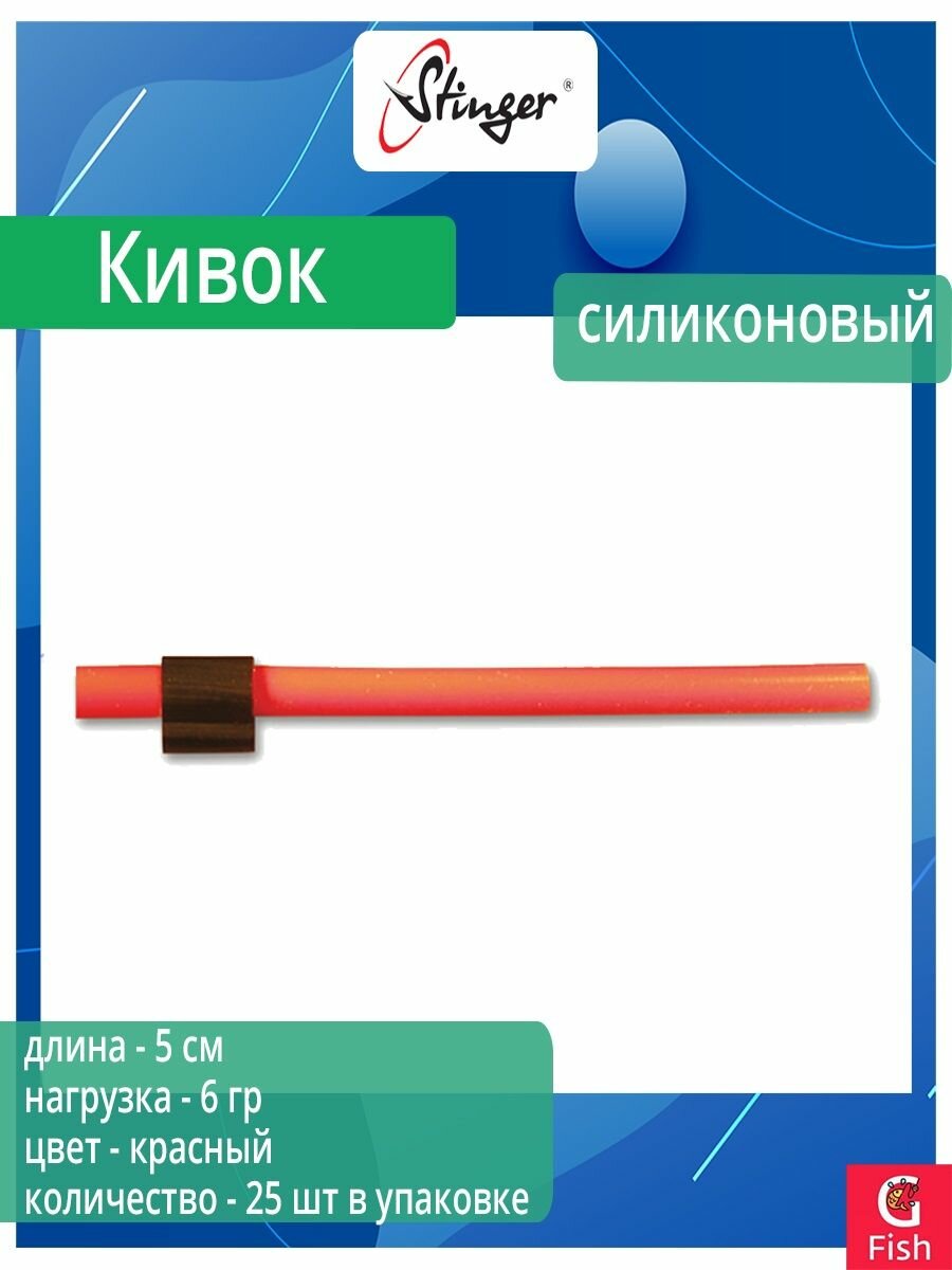 Кивок для рыбалки Stinger силиконовый Красный 130102 5см, d-5/3мм, нагрузка 6,0гр (в упаковке 25 шт) цвет красный