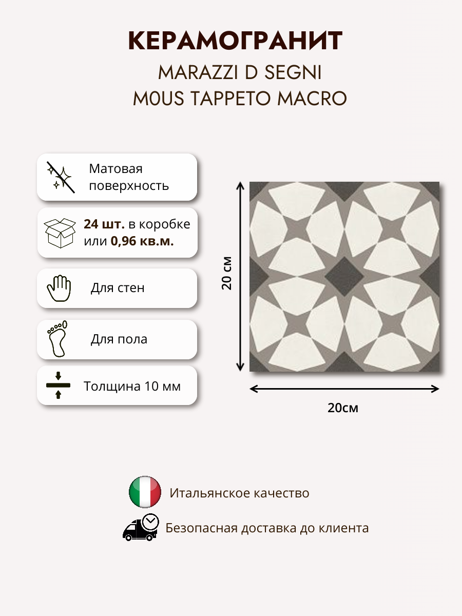 фото Керамогранит MARAZZI D Segni Chalk M2JC 20x20, белый