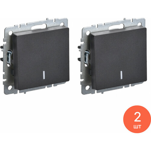 фото Выключатель iek / иэк brite вс10-1-1-брч, 10а 230в ip20 с индикацией черный 74х74х43мм одноклавишный, br-v10-1-10-k02 / переключатель (комплект из 2 шт)