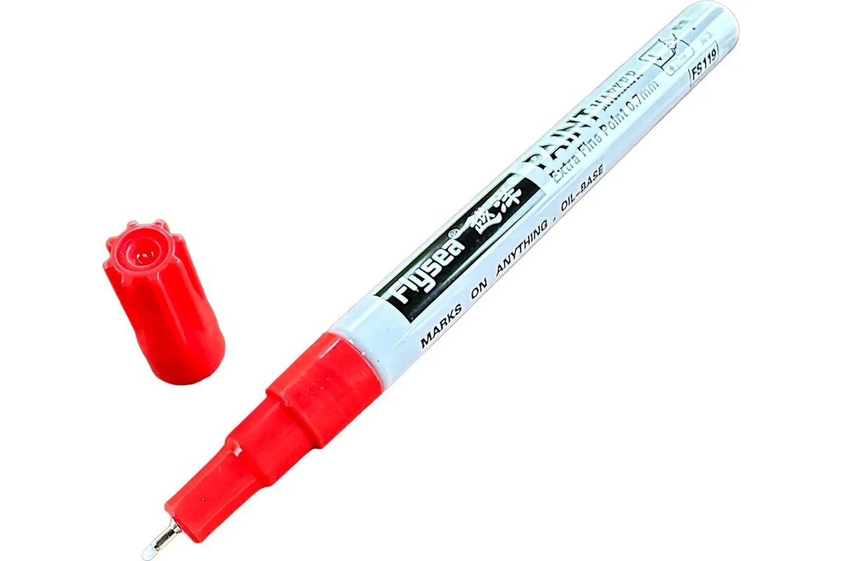 Flysea Маркер для маркировки кабеля и проводов Paint Marker с тонким наконечником 0,7 мм, красный FS-119-red