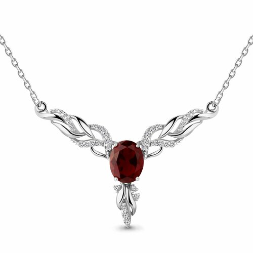 Колье Diamant online серебро 925 проба родирование гранат фианит длина 45 см красный 5595₽