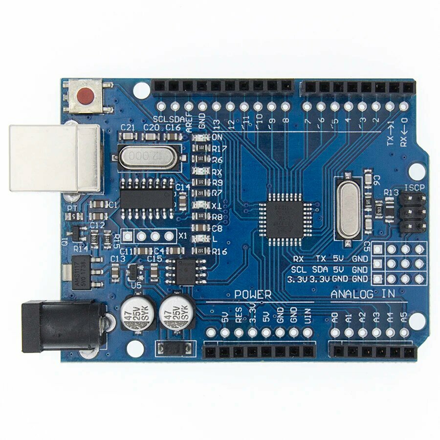 Плата контроллера Arduino Uno R3 CH340G + MEGA328P, модели в ассортименте, Black With USB Cable — фото 1