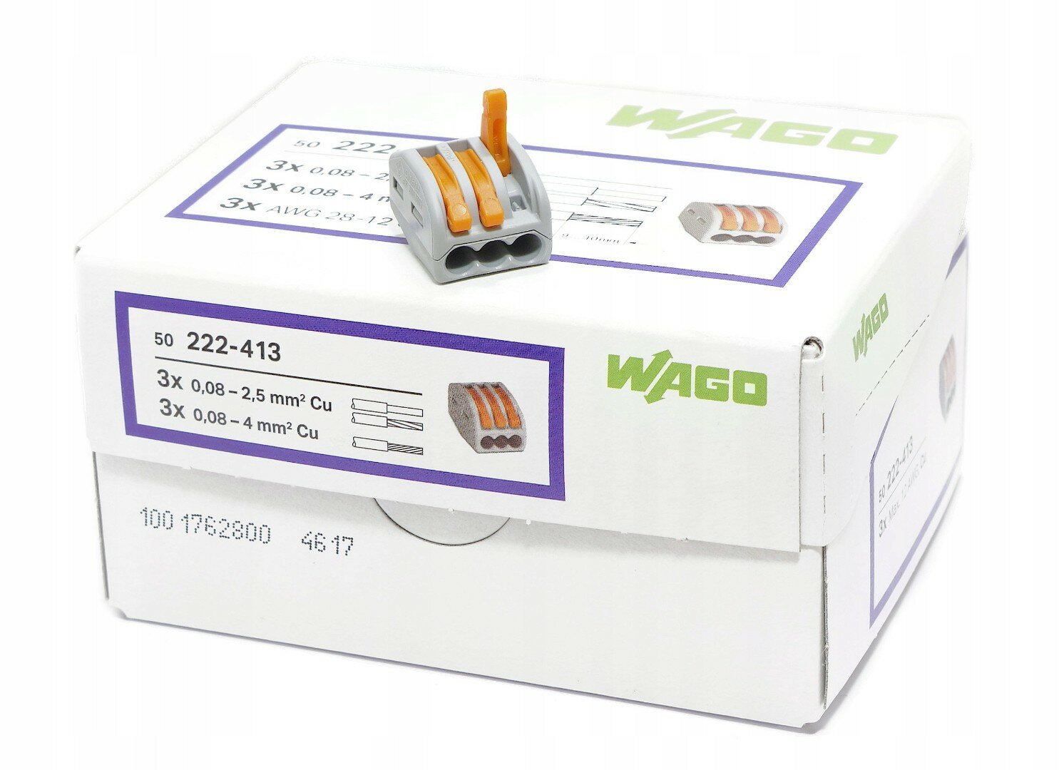 Клемник самозажимной WAGO 222-413 (50шт)