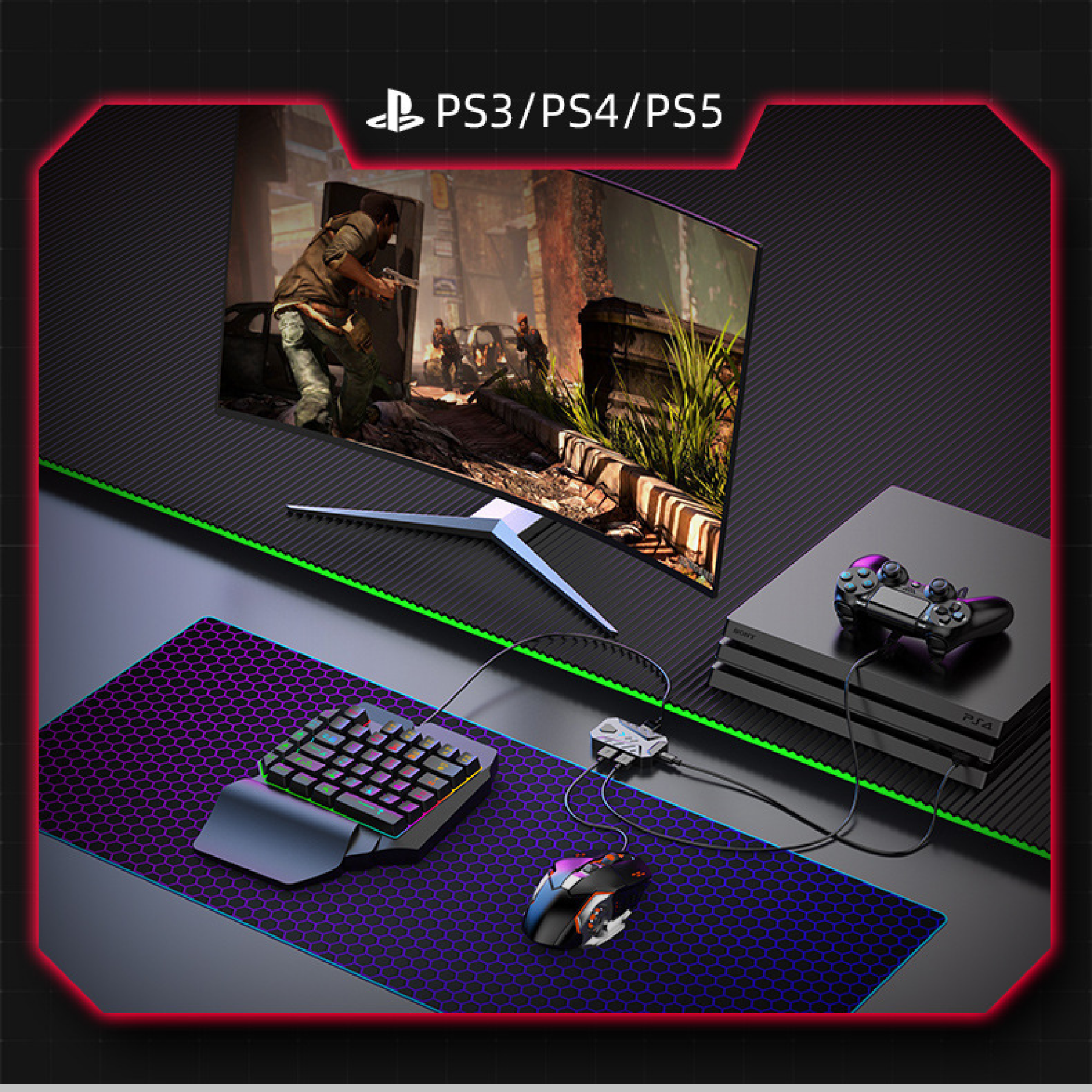 Игровой набор MIX Master Конвертер клавиатура и мышка для игры на PS3, PS4, XBox, Nintendo Switch, PS5 только с Dual Shock 4 игры для PS4 — фото 1