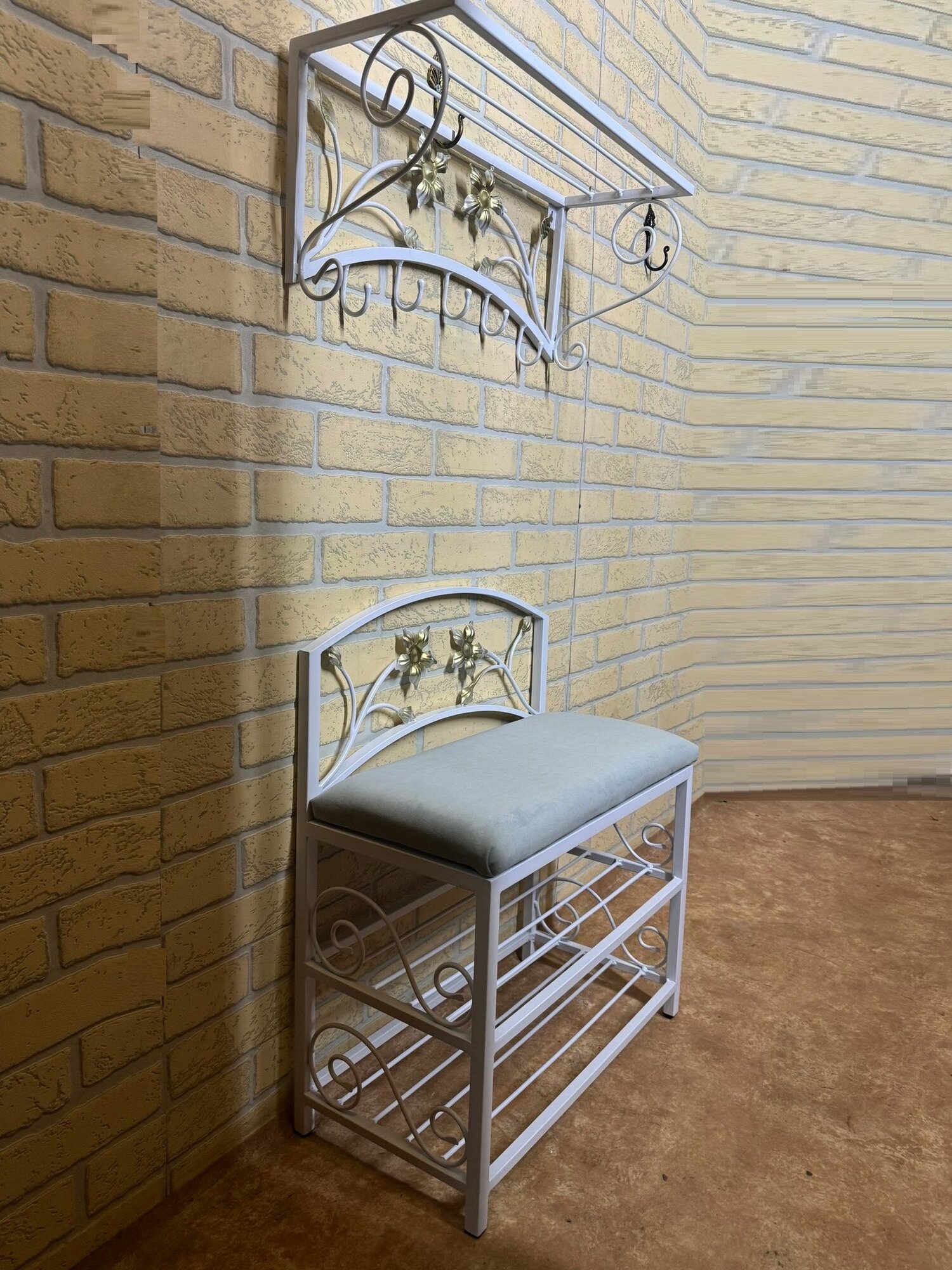 Кованая прихожая, Студия кованой мебели Нива, цвет белый/серый — фото 1