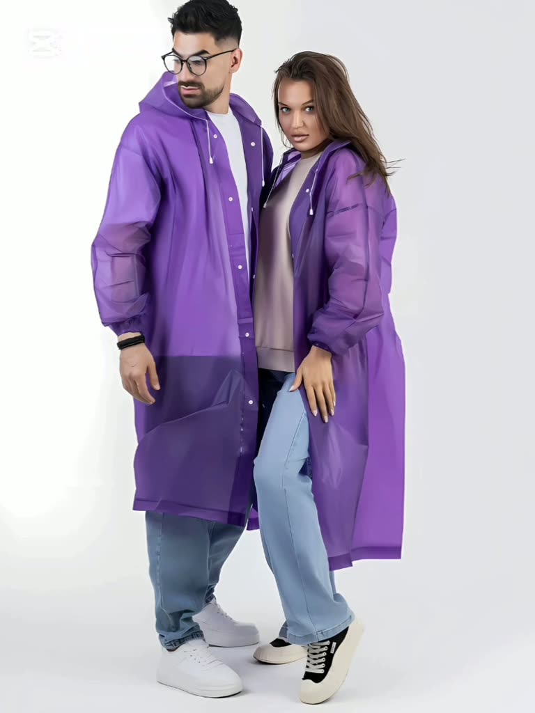 Плащ-дождевик Дождевик плащ, размер oversize, серый — фото 1