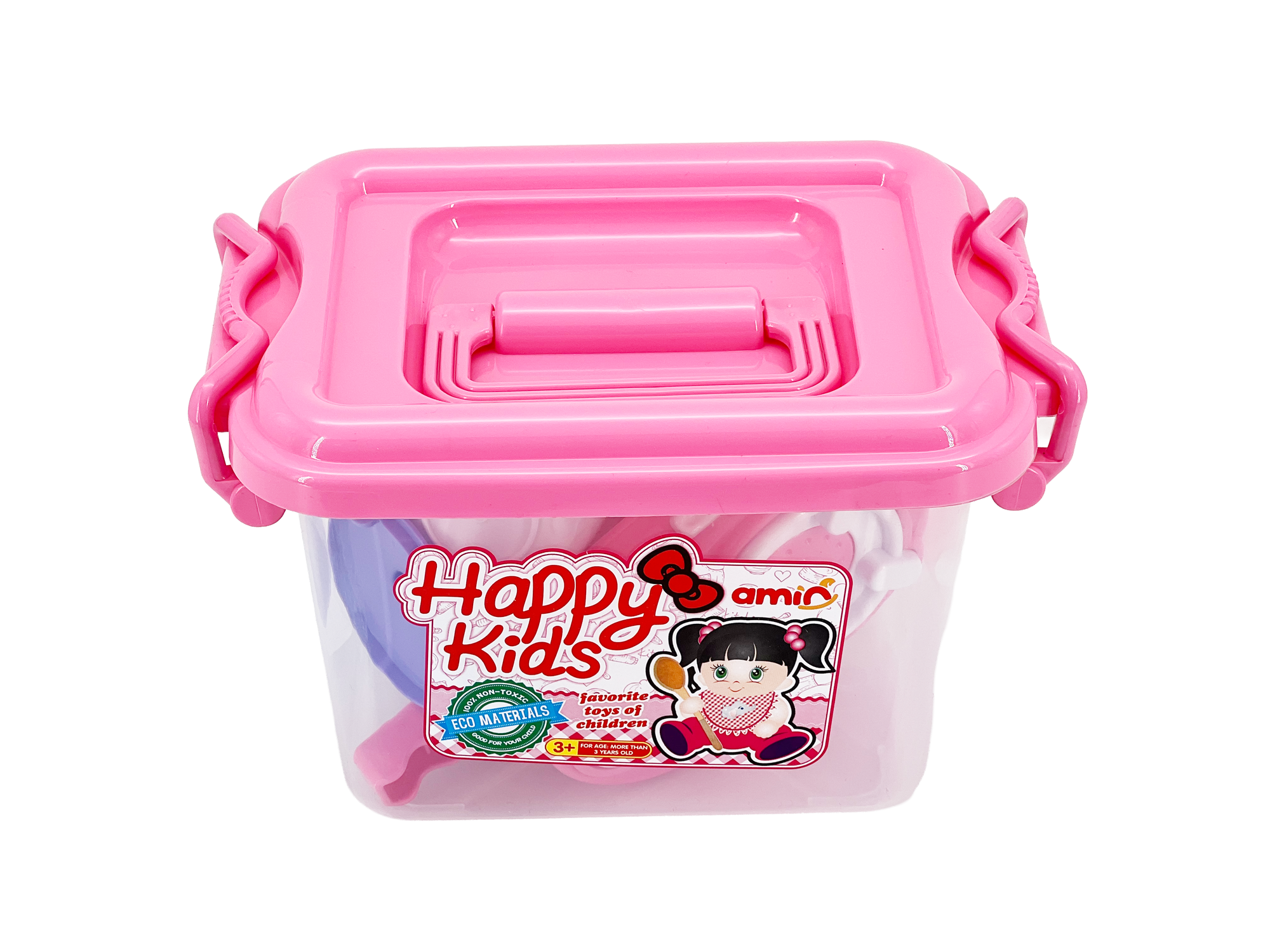 Набор детской посуды из пластмассы в контейнере №2, для детей от 3 лет — фото 1