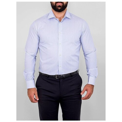 фото Рубашка мужская длинный рукав greg 121/191/730/z, полуприталенный силуэт / regular fit, цвет белый, рост 174-184, размер ворота 39