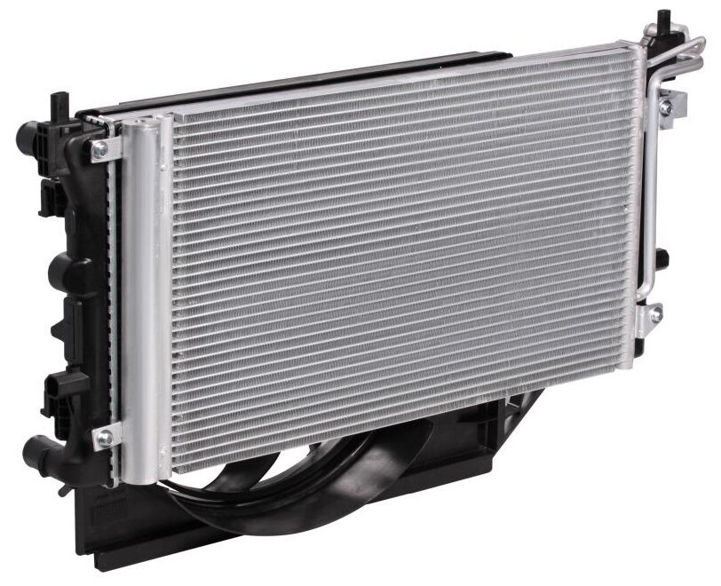 Блок охлаждения (радиатор+конденсор+вентилятор) VW Polo (09-)/(20-) (LUZAR)