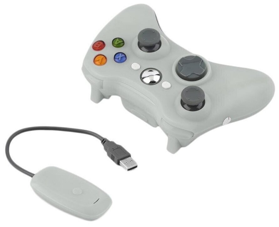 Комплект геймпад+ ресивер для Xbox 360 Wireless Controller, белый беспроводной