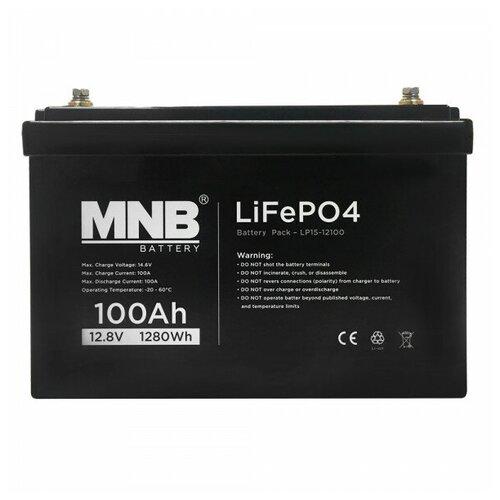 MNB Аккумулятор MNB LP15-12100, LiFePO4, 100 Ач, 12В аккумулятор тяговый mnb mr100 12ft 12в 100 ач agm