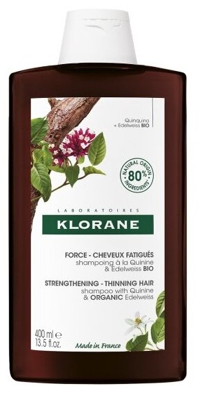 Шампунь для волос Klorane Thinning Hair с экстрактом хинина и органическим экстрактом эдельвейса, 400 мл
