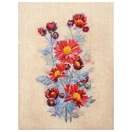 Набор для вышивания Марья Искусница Красные хризантемы 04.004.05, размер 20х31 см набор для вышивания овен весенний сюжет 26x26 см цыплята пасха праздники цветы