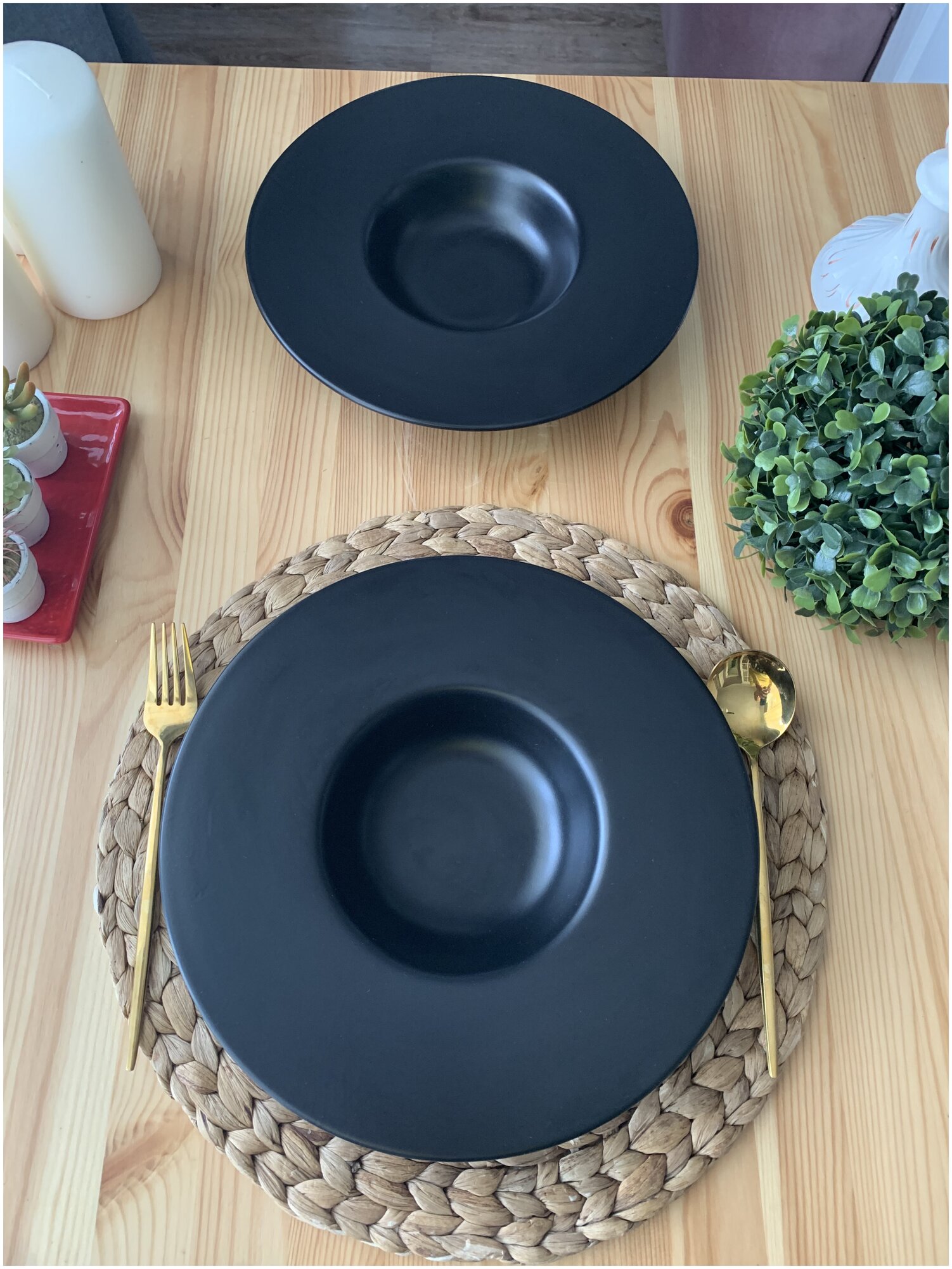 Тарелка для пасты/супа 28 см (2 шт), цвет черный матовый