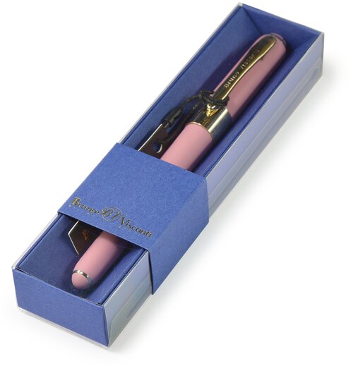 Ручка шариковая автоматическая BrunoVisconti, 0,5 мм, синяя, в футляре, Monaco (розовый корпус), Арт. 20-0125/186