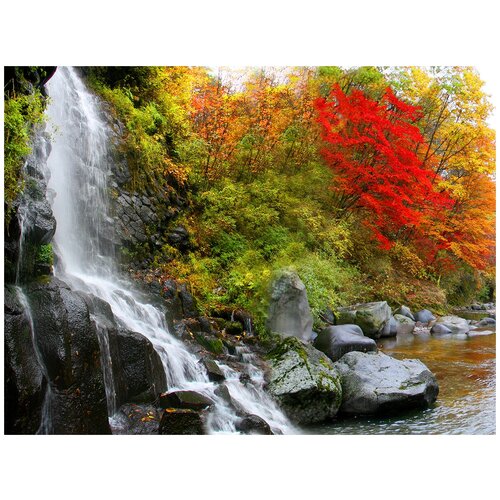 Фотообои Уютная стена Осенний водопад 360х270 см Бесшовные Премиум (единым полотном)