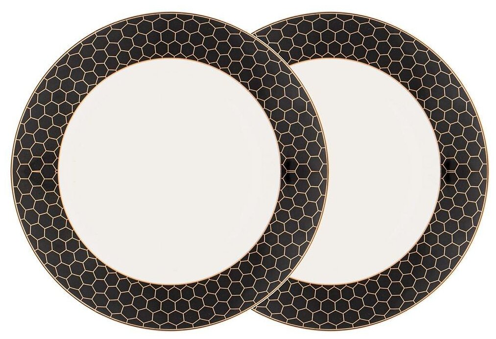 Набор из 2х обеденных тарелок "Harmony" черно-золотая деколь 27 см (133-359) Garda Decor - фото №1