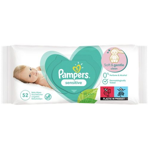 Влажные салфетки Pampers Sensitive, липучка, 52 шт. влажные салфетки pampers sensitive липучка 80 шт