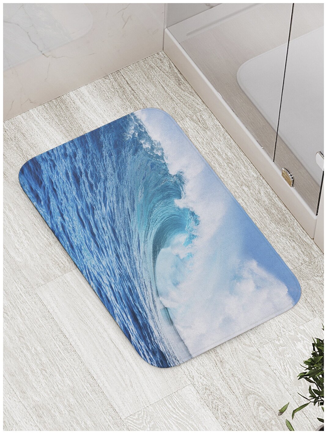 Коврик JoyArty противоскользящий "Морская волна" для ванной, сауны, бассейна, 77х52 см