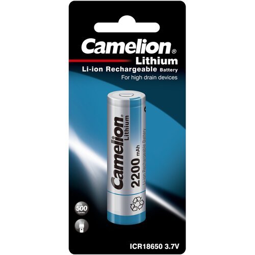 Батарейка аккумуляторная литий-ионный Camelion ICR18650F-22BP1 2200 mah, 3.7 V, Li-Ion