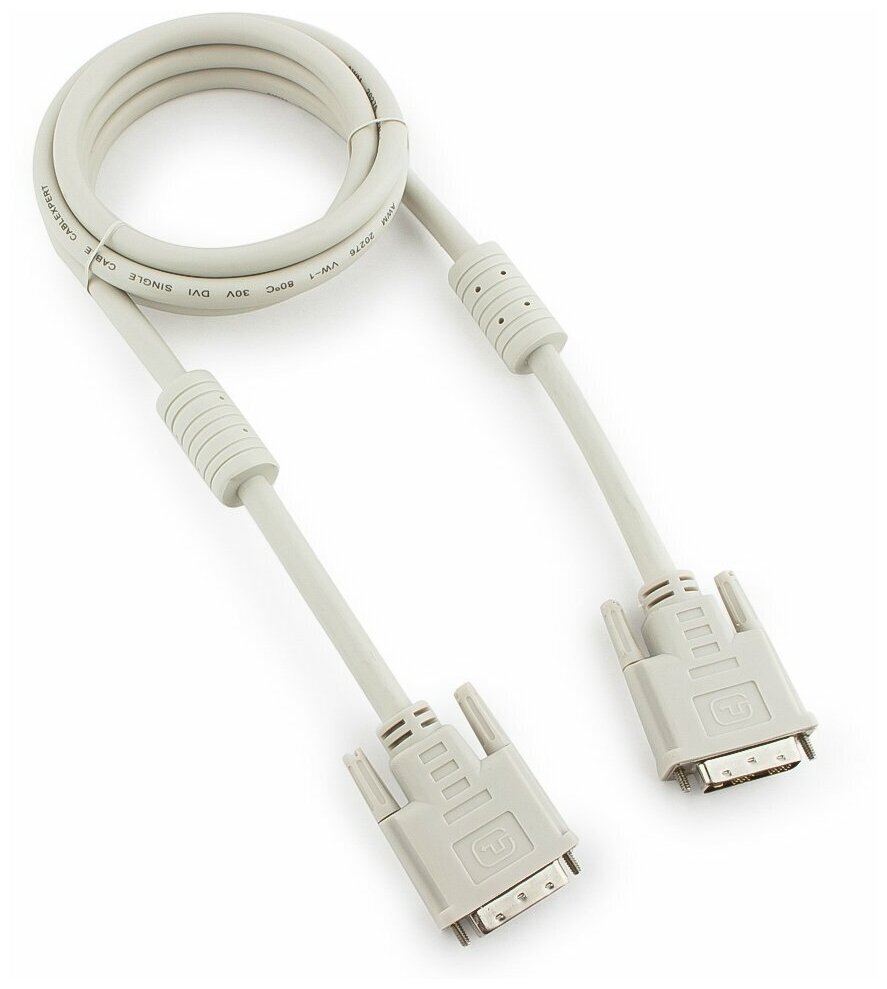 Кабель DVI-D single link Cablexpert CC-DVI-6C, 19M/19M, 1,8 м, серый, экран, ферритовые кольца