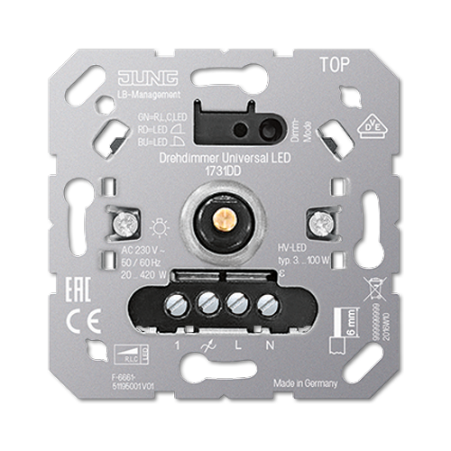 диммер поворотный led 5544 03veins jung Диммер поворотно-нажимной LED 1731DD Jung