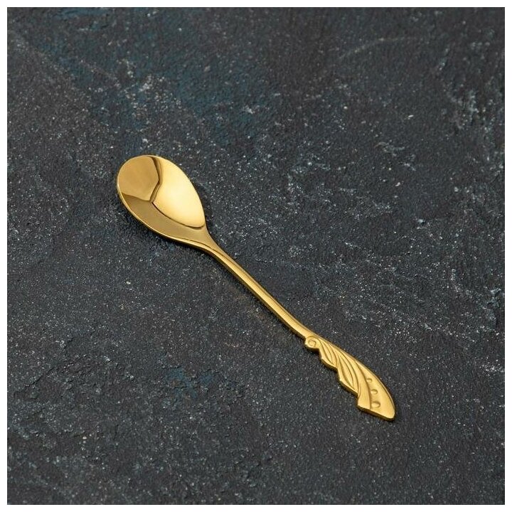Ложка десертная Magistro Перо, 12,5 см, цвет золото