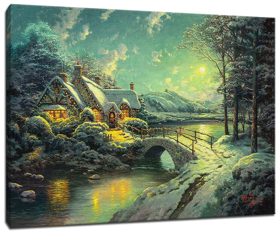 Картина Уютная стена "Томас Кинкейд - Лунный рождественский свет" 80х60 см