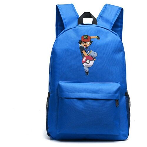Рюкзак Эш с покеболом (Pokemon) синий №3 рюкзак эш с покеболом pokemon белый 3