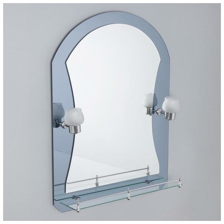 Зеркало в ванную комнату с подсветкой, двухслойное Ассоona, 80 × 60 см, A610, 1 полка - фотография № 4