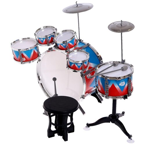 фото Барабанная установка "виртуоз", 6 барабанов, 2 тарелки, палочки, педаль, стульчик 5246449 сима-ленд