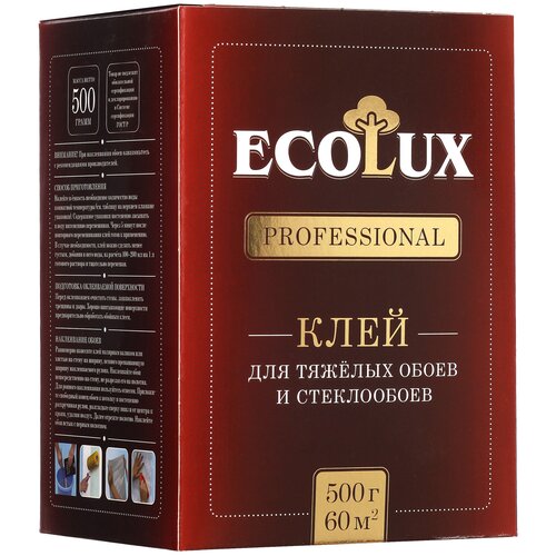 Клей обойный клей для обоев Ecolux Professional тяжелые обои Эколюкс стеклообои 500 г 454₽