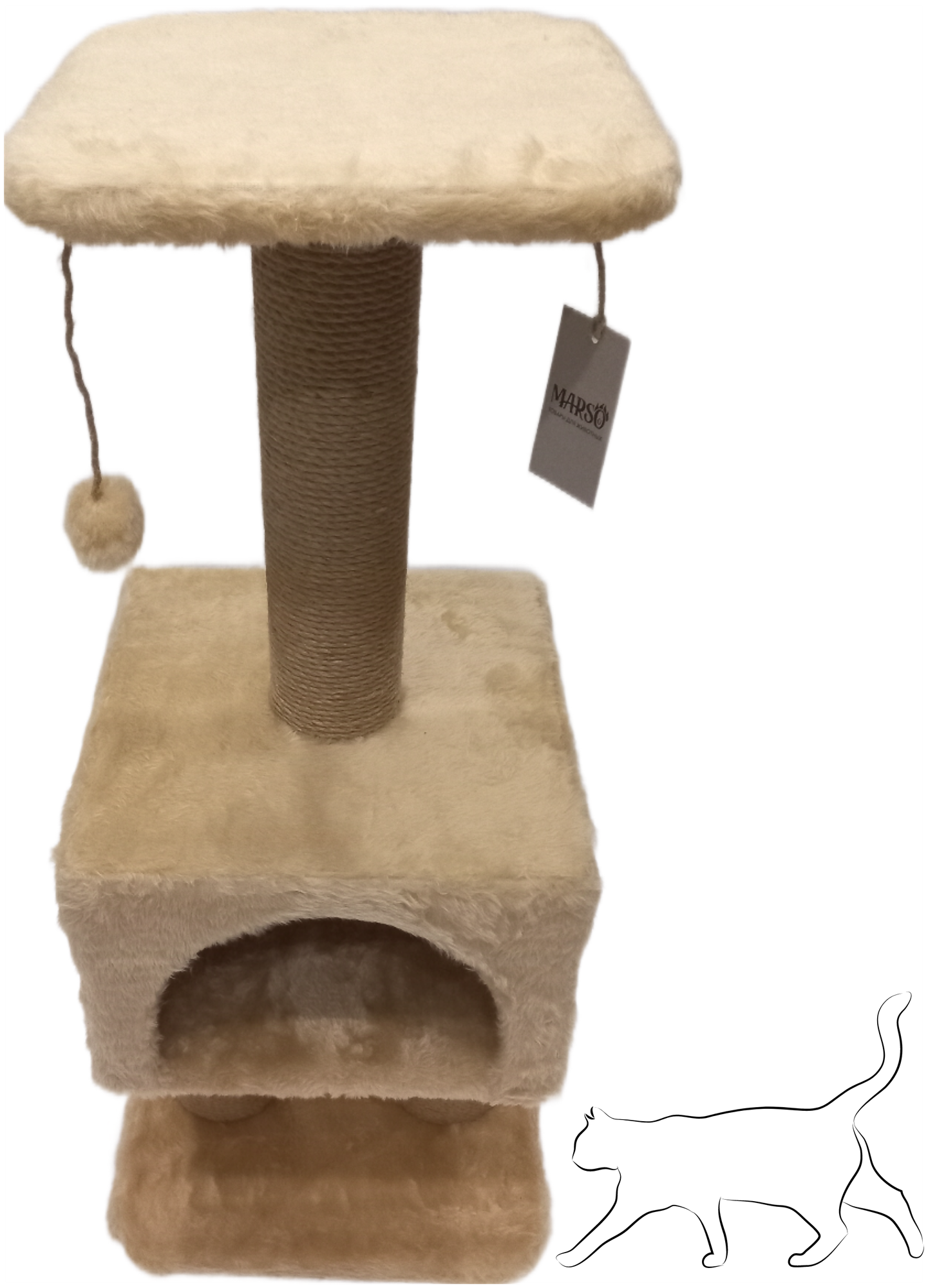 Когтеточка для кошки с домиком и лежанкой / игровой комплекс для кошек / когтеточка столбик - фотография № 7