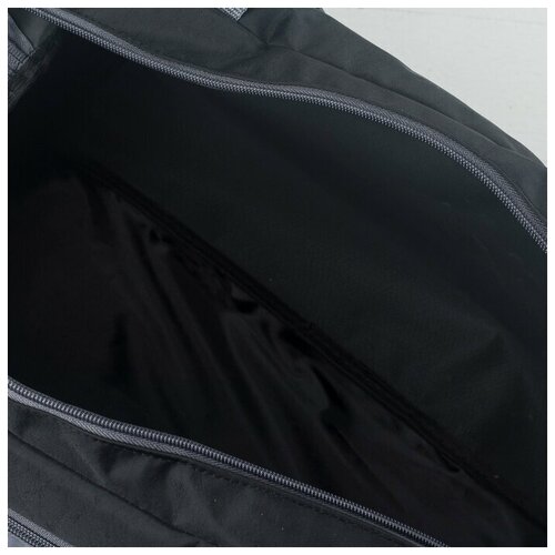 фото Сумка спортивная на молнии, без подкладки, 2 наружных кармана, цвет чёрный/серый зфтс