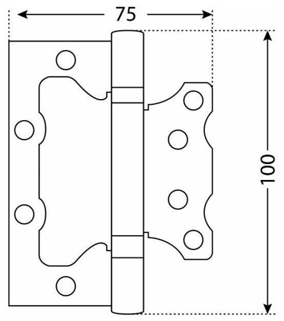 Дверная петля бабочка накладная без врезки 2 шт аллюр 100х75 2BB BP 2,5мм, цвет латунь