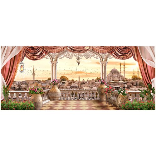Фотообои Уютная стена Терраса с видом на Стамбул 650х270 см Виниловые Бесшовные (единым полотном) фотообои уютная стена терраса с видом на фонтан в саду 400х270 см виниловые бесшовные единым полотном