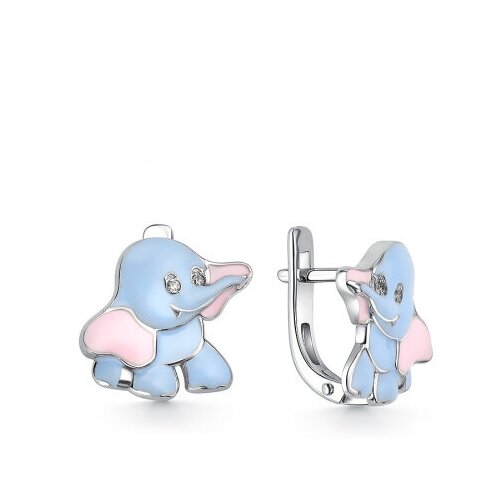 Детские голубые серьги Слонята из серебра 925 пробы DEWI KIDS 901021924