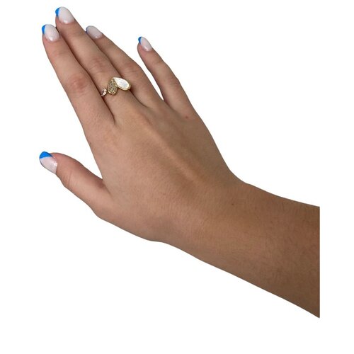 Кольцо, золотой, белый