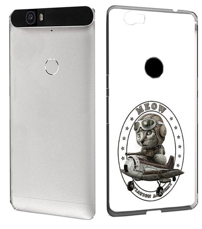 Чехол задняя-панель-накладка-бампер MyPads кот в самолете для Huawei Google Nexus 6P противоударный