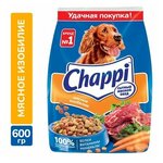 Корм сухой полнорационный Chappi для взрослых собак всех пород Сытный мясной обед. Мясное изобилие, 600г, 3 шт. - изображение